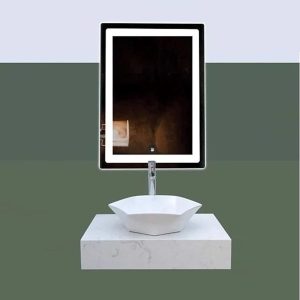 Kệ Để Lavabo Đặt Bàn Đá Nhân Tạo Vân Trắng Nhú Cạnh Navier NV-491